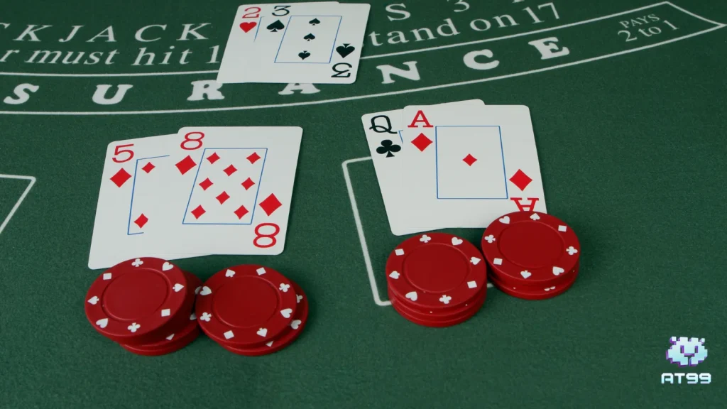 AT99娛樂城：21點實戰圖解，基本策略與籌碼組合桌面視覺